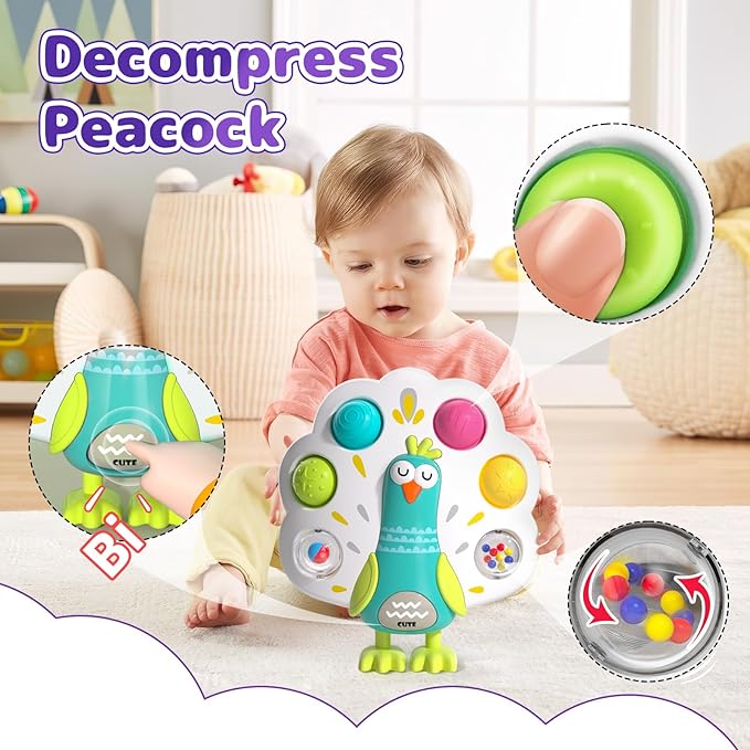 5 in 1 Baby Toy for 12 18 Month, Learning Toys for Babies 12-18 Months, Baby Busy Cube, Stacking&Sensory, Pull String&Piano Xylophone Toy, Birthday Gift for 12+ Month-PawvioPets