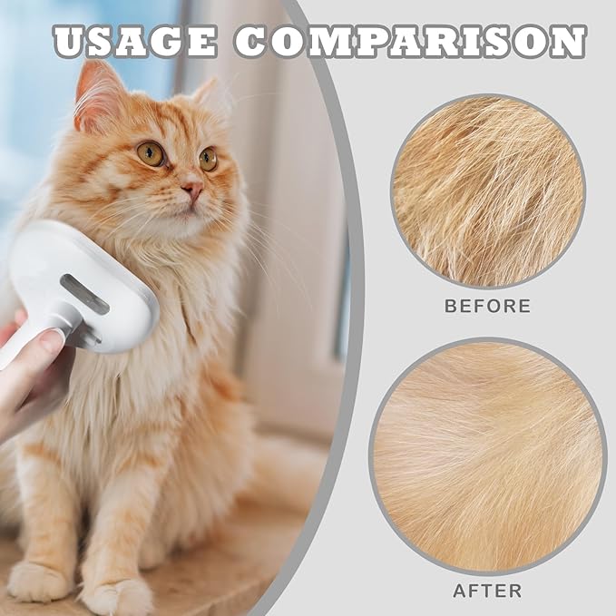 3-in-1 Steam Brush for Cats & Dogs – Hair Removal Comb with One-Click Release & Water Spray – Grooming Brush for Shedding, Long/Short Hair-PawvioPets