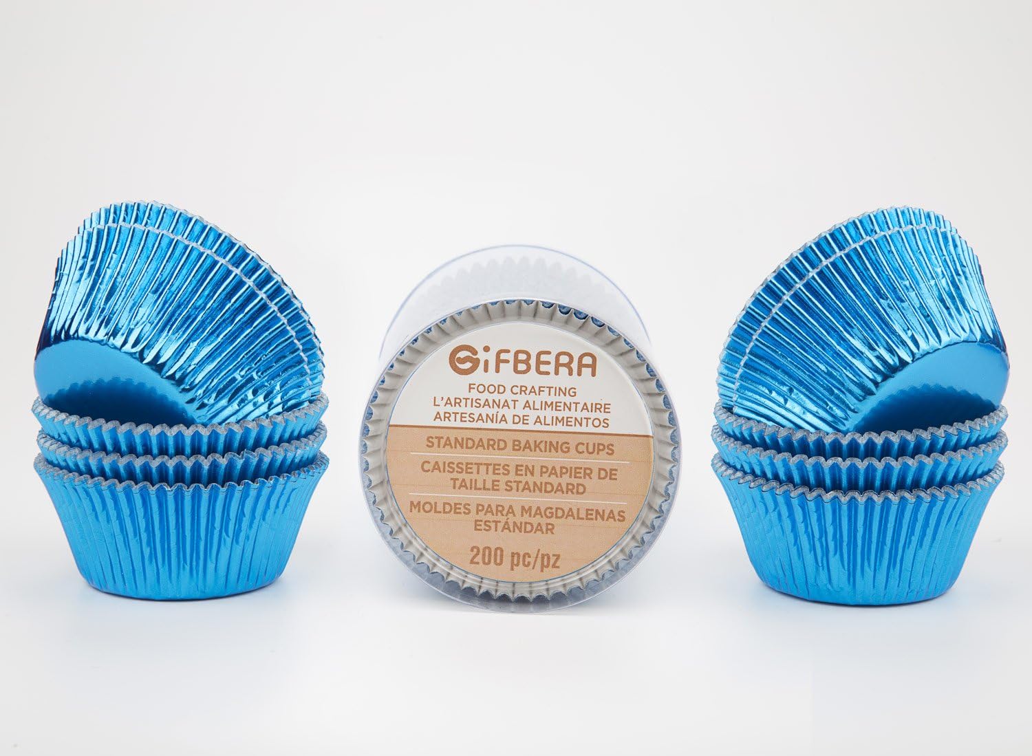 Gifbera Blue Foil Cupcake Liners Standard Muffin Wrappers for Baking, 200-Count