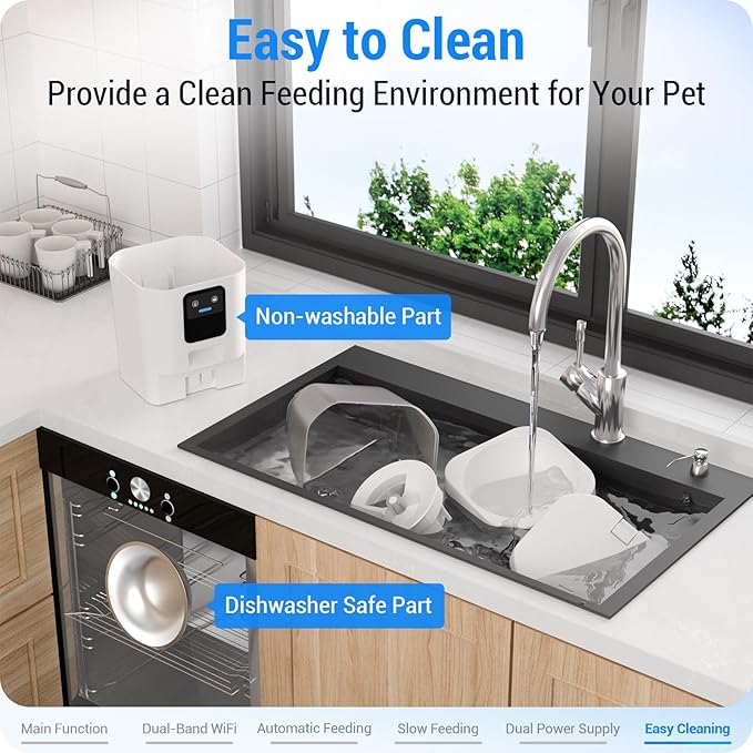 Automatic Cat Feeder with Slow Feed: 5G WiFi Automatic Dog Feeder with Smart APP Control, Auto Cat Food Dispenser with Alexa for Multiple Pets, Detachable for Easy Cleaning - 29 Cup（7L）-PawvioPets