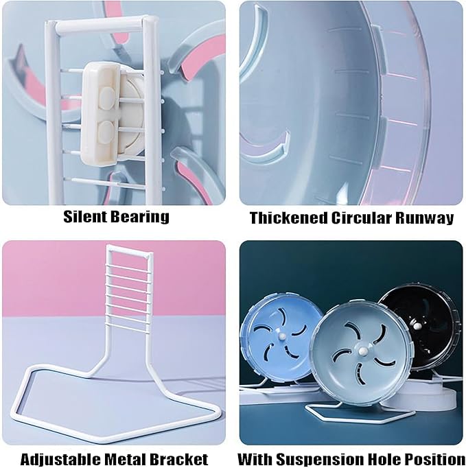 GKYZBB Hamster Wheel, 8.5 inch Silent Hamster Exercise Running Wheel with Stand,Pet Small Animals Exercise Running Toys,Adjustable Quiet Spinner for Guinea Pigs, Sugar Gliders, Gerbils-PawvioPets