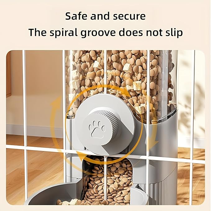 GPY Automatic Hanging Gravity Pet Feeder and Water Dispenser Set ，Automatic Dog Feeder and Dog Water Dispenser for Dogs Cats Pets Animals Large Capacity (Blue Water Feeder&Food Feeder) (Grey)-PawvioPets