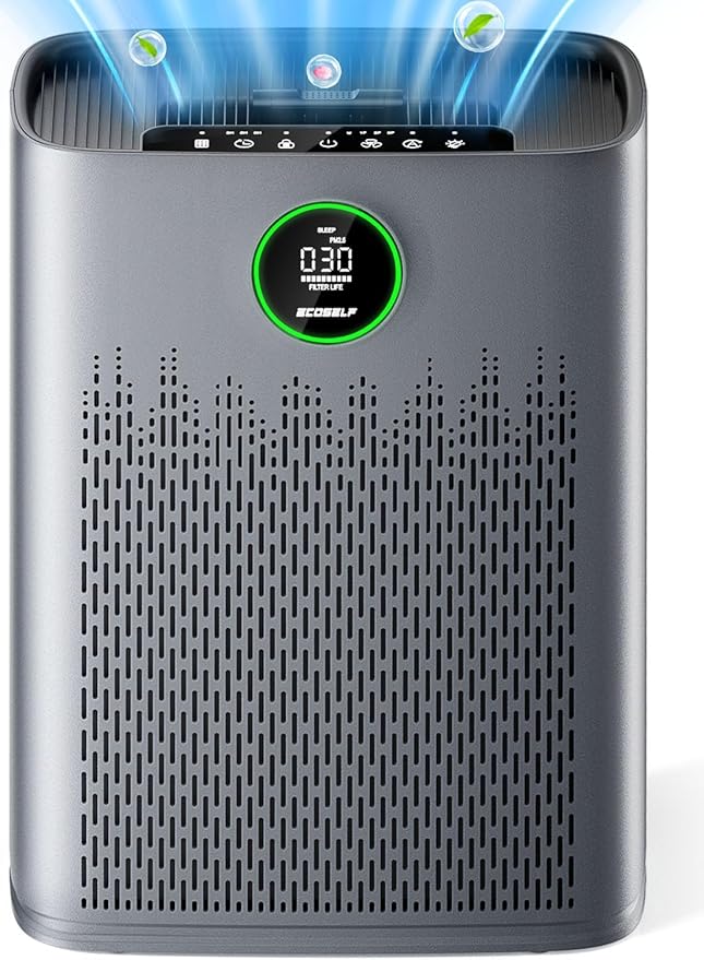 Air Purifiers for Home Large Room, Cover Up to 2400 Ft² with True HEPA Filter, Smart Mode, PM2.5 Air Quality Display, 22dB Sleep Mode, Aromatherapy with 2X-Purification & 360°Air Outlet, HAP603, Grey-PawvioPets