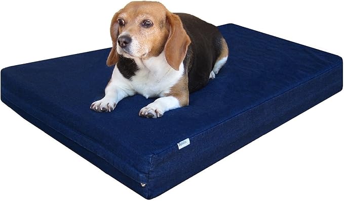 Dogbed4less Premium Gel Memory Foam Dog Bed, Durable Denim Cover with Waterproof Liner and Extra Pet Bed Case, 35"X20"X4" Small to Medium Pet-PawvioPets