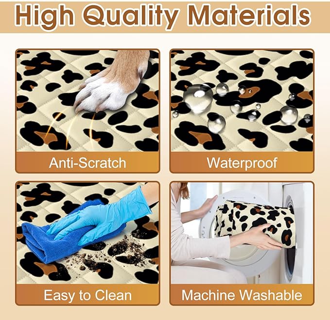 Dog Car Seat Cover, Durable Waterproof Scratch Proof Nonslip Dog Hammock, Back Seat Covers with Pocket for Cars SUVs and Trucks - S, Leopard/Black-PawvioPets