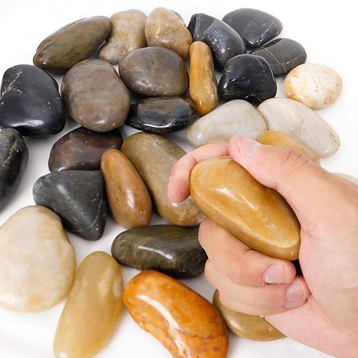 2LB 1"-2" Decorative River Rocks for Plants, Polished Pebbles for Garden Landscaping, Planters, Aquariums, Vase Fillers – Indoor & Outdoor Decor-PawvioPets