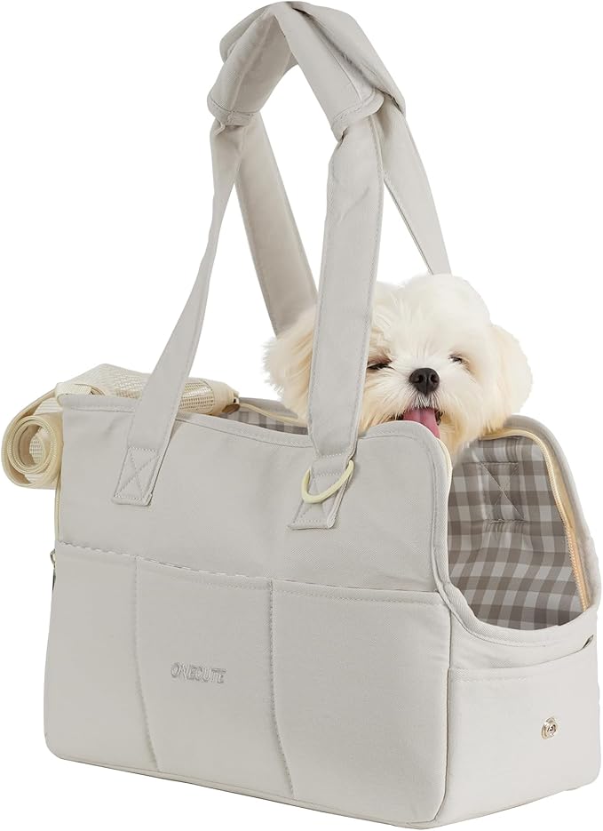 Dog Carrier for Small Dogs Rabbit cat with Large Pockets, Cotton Bag, Dog Carrier Soft Sided, Collapsible Travel Puppy Carrier (Grey, 17" L x 7.5" W x 12" H)-PawvioPets