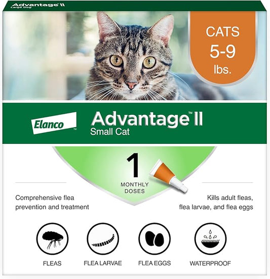 Advantage II Small Cat Vet-Recommended Flea Treatment & Prevention | Cats 5-9 lbs. | 1-Month Supply-PawvioPets
