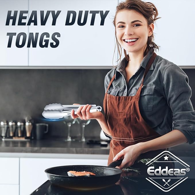 2 Pcs 7 Inch Small Tongs, Heavy Duty Stainless Steel Kitchen Tongs, For Cooking, Food, Buffet, Salad, Fruits, Bread, Dishwasher Safe-PawvioPets