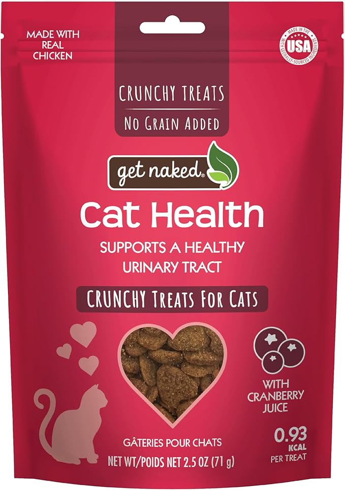 Get Naked Urinary Health Crunchy Treats For Cats, Cranberries, (1 Pouch), 2.5 Oz-PawvioPets