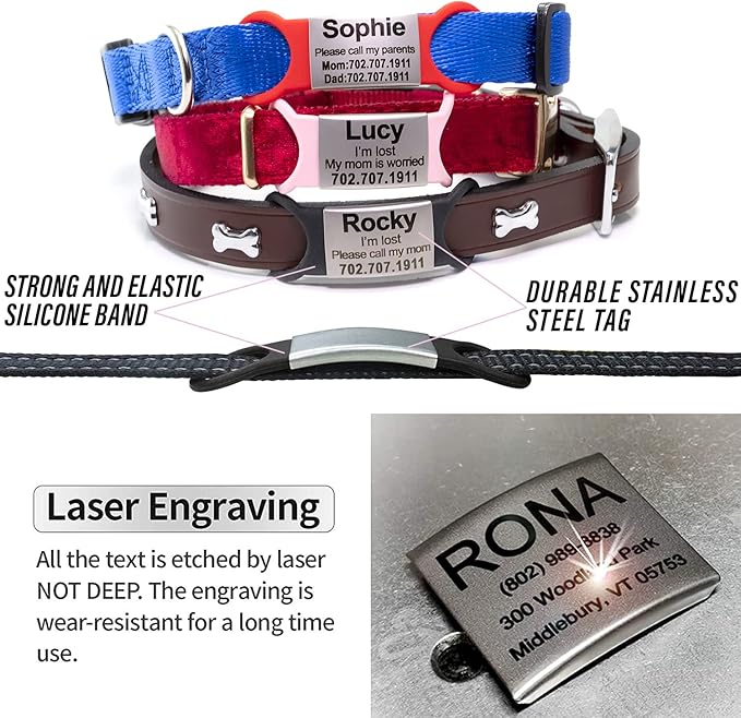 Custom Personalized Dog & Cat ID Tags - Engraved Dog Name, Silent Slide On - Small, Medium, Large Sizes-PawvioPets