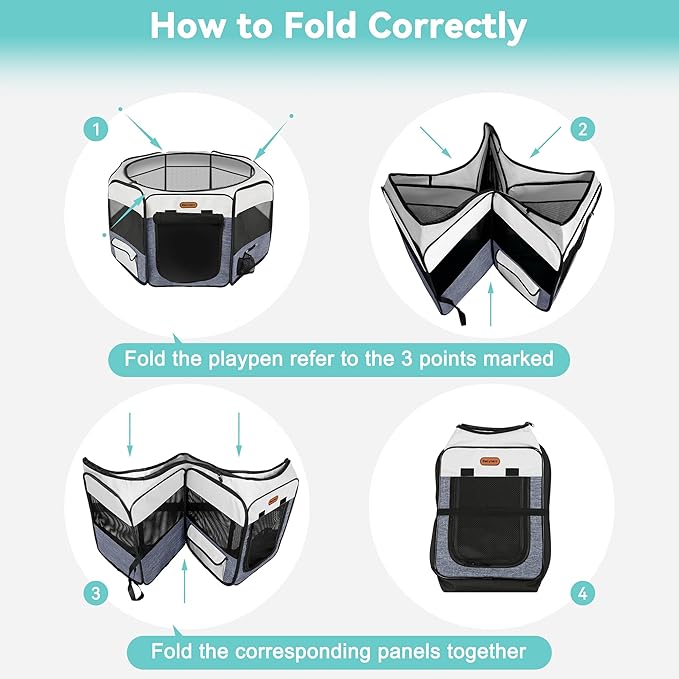 Dog Playpen, Portable Pet Play Pen Foldable Carrying Case, Puppy Pens Outsid for Small Cat Indoor/Outdoor, Removable Mesh Shade Cover-PawvioPets