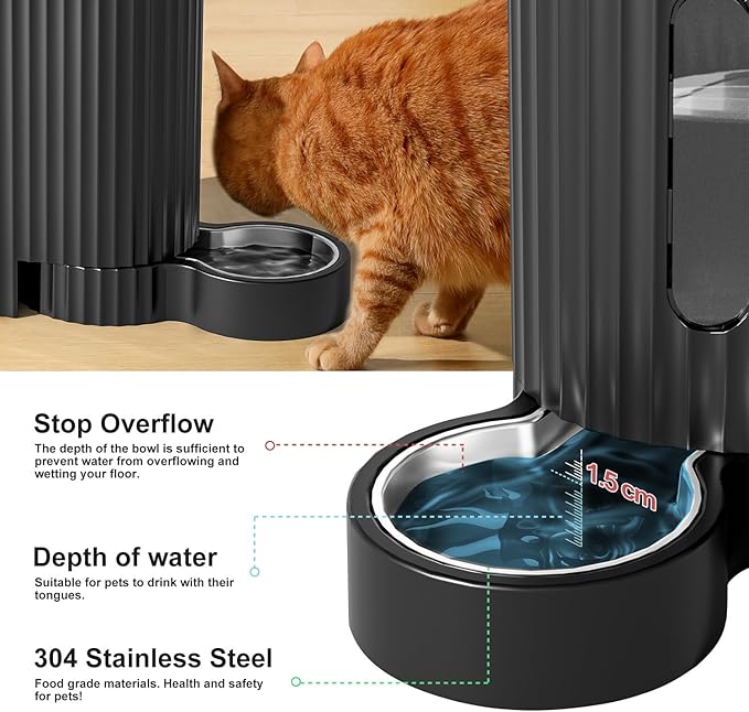 Gardner Pet Automatic Gravity Cat Food Feeder and Water Dispenser Stainless Steel Two-in-One Set Large Capacity Dispenser for Pets Dogs, Puppies, Kittens-PawvioPets