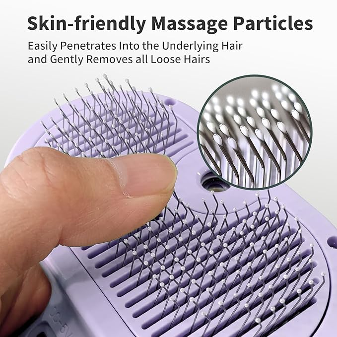 3-in-1 Self-Cleaning Brush for Shedding Dogs and Cats - Removes Static, Tangles, and Loose Hair (Purple)-PawvioPets