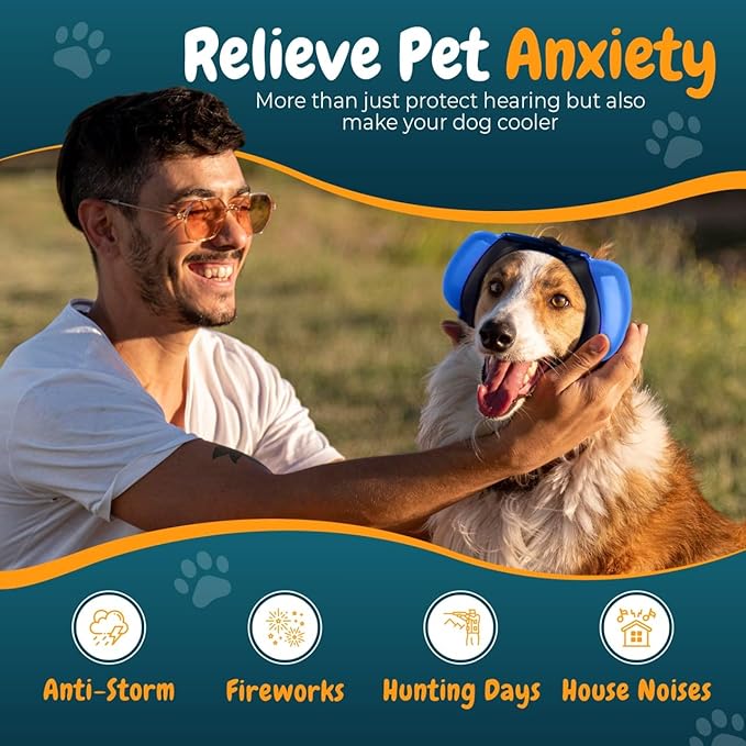 Dog Ear Muffs for Noise Protection, 29dB NRR Dog Earmuffs, Noise Cancelling Headphones for Dogs-PawvioPets