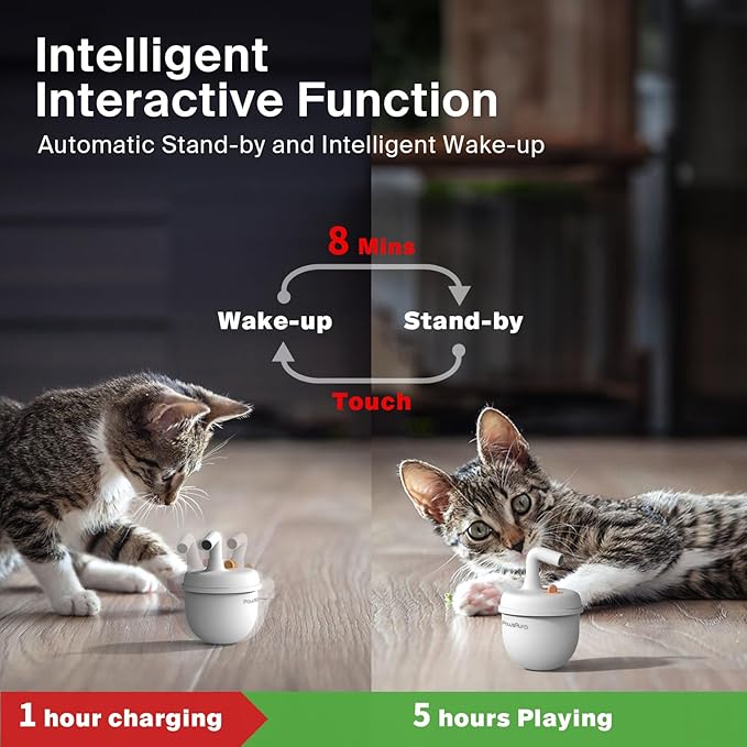 Cat Laser Toys, Automatic Cat Laser Toy Tumbler Design, Rechargeable Cat Laser Pointer 360°Irregular Rotation, 3 Modes Interactive Cat Toy for Indoor Cats of All Ages and Sizes (White)-PawvioPets