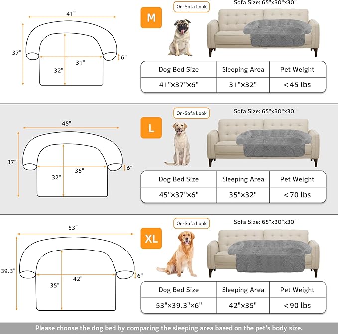 GGIB Calming Dog Bed Fluffy Plush Dog Mat for Furniture Protector with Removable Washable Cover for Large Medium Small Dogs and Cats (Large, Grey)-PawvioPets