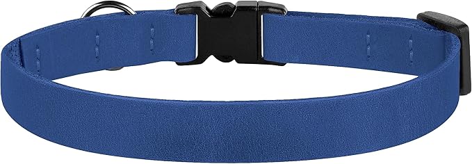 Breakaway Cat Collar Leather with Removable Bell - 13 Colors Available - Soft Adjustable Girl Boy Safety Lightweight Pet Kitten Collars Pink Brown Blue Green Red Orange Black (Blue)-PawvioPets