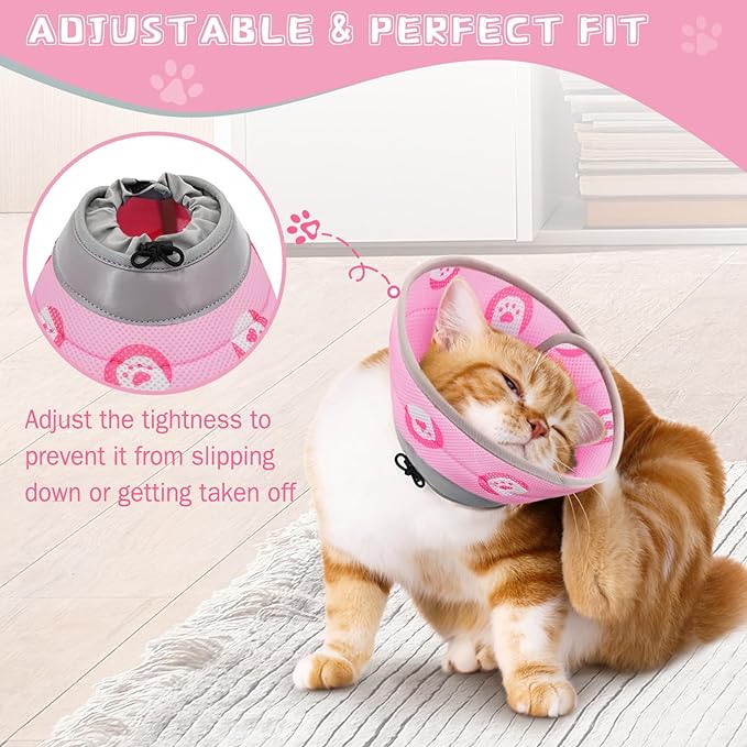 Cat Cone Collar Soft to Stop Licking After Surgery Cat Recovery Collar for Small Large Cats Adjustable Elizabethan Collar-PawvioPets
