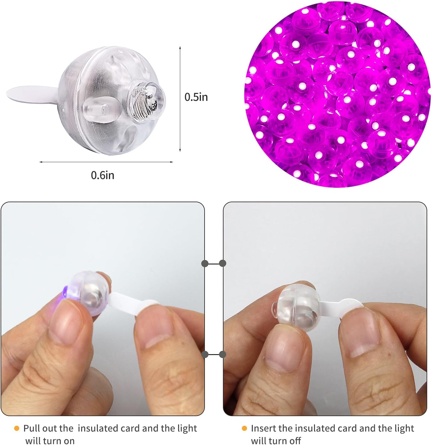 Aogist 100Pcs Pink Balloon Lights with Hook,Long Standby Time,Waterproof Mini Light for Birthday Party Wedding Christmas Halloween Easter Decorative (Steady)