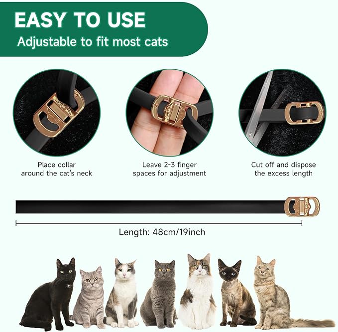 4 Pack Flea Collar for Cats, Cat Flea and Tick Treatment, 8 Months Protection Flea and Tick Prevention for Cats, Waterproof Cat Flea Collar, Adjustable Cat Flea and Tick Collar for Cats Kittens, Black-PawvioPets