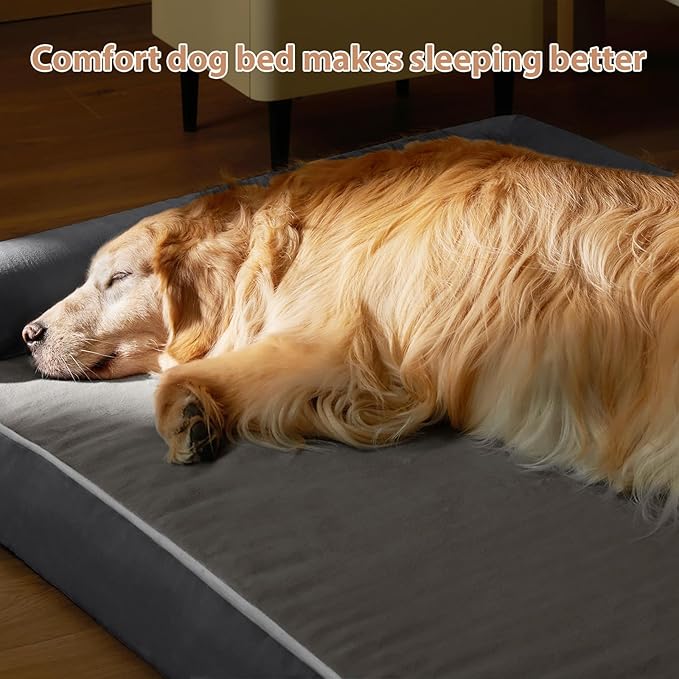 BFPETHOME Washable Dog Beds for Extra Large Dogs, Orthopedic Dog Bed Extra Large, Big Dogs Couch with Removable Washable Cover, Waterproof Lining and Nonskid Bottom, Egg-Crate Foam Pet Sofa-PawvioPets
