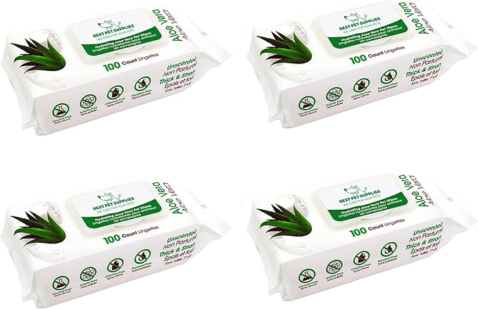 Best Pet Supplies Pet Wipes for Dogs - Dog Wipes Cleaning Deodorizing, for Coats, Ears, Paws - Hydrating, Aloe Vera, 400 Count.-PawvioPets