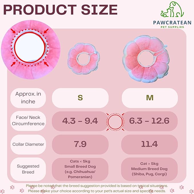 Adjustable Comfy Flower Style Elizabeth Collar for Cats and Puppies Soft Recovery Cone Pet Protective Neck Collar (Pink, Small)-PawvioPets