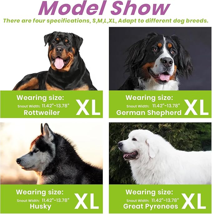 Glow-in-The-Dark Dog Muzzle, Basket Muzzle for Small Medium Large Dogs,Anti-Biting Chewing, Lightweight Cage Design,Allows Drinking & Panting,for Grooming & Training(Transparent Size XL)-PawvioPets