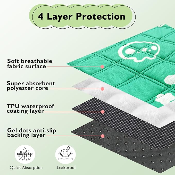 2 Pack Guinea Pig Bedding - Washable Guinea Pig Liner for Midwest Cage, Waterproof Reusable & Anti Slip Pee Pads Super Absorbent Mats for Small Animals Rabbit Hamster Rat (Green, 48 x 24 Inch)-PawvioPets