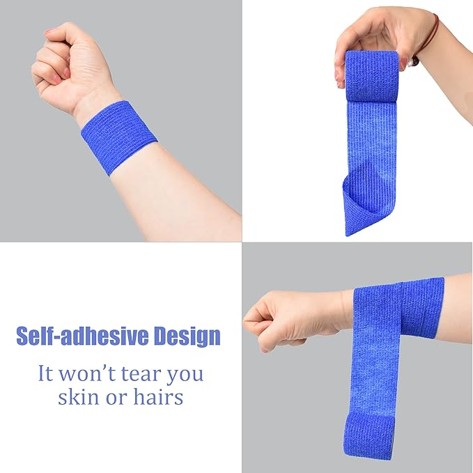 9 Pack 2" x 5 Yards Self Adhesive Bandage Wrap Self Stick Wrap for Ankle, Wrist, Finger, Sports, Breathable Cohesive Vet Tape for Pets (D Dark Blue)-PawvioPets