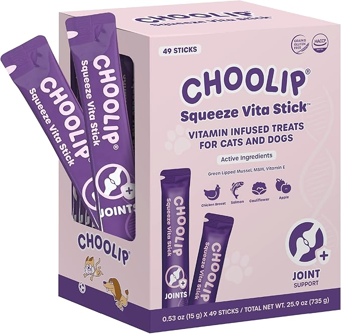 Grab & Go Squeeze Vita Stick Lickable Treats for Dogs & Cats. 49 Joint Support Sticks with Essential multivitamins. Soft and Tasty Paste for All Life Stages, Supporting Joints Health-PawvioPets