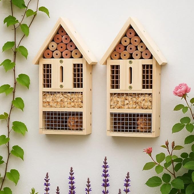 2 PK Large Cedar Wood Insect House Kit for DIY Project Backyard Insect House, Bee House, Nesting Habitat Shelters, Garden Shelter for Bees, Butterflies, Bugs-PawvioPets