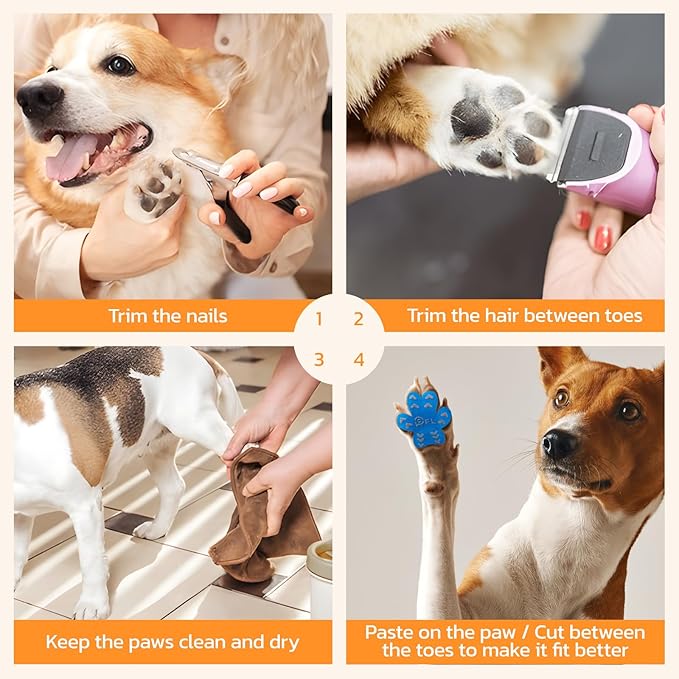 Anti-Slip Dog Paw Protector Pads for Senior Dogs, Dog Paw Blue Stickers with Strong Traction on Hardwood Floor, Dog Essentials,12sets(48pcs) S(4-10lbs)-PawvioPets