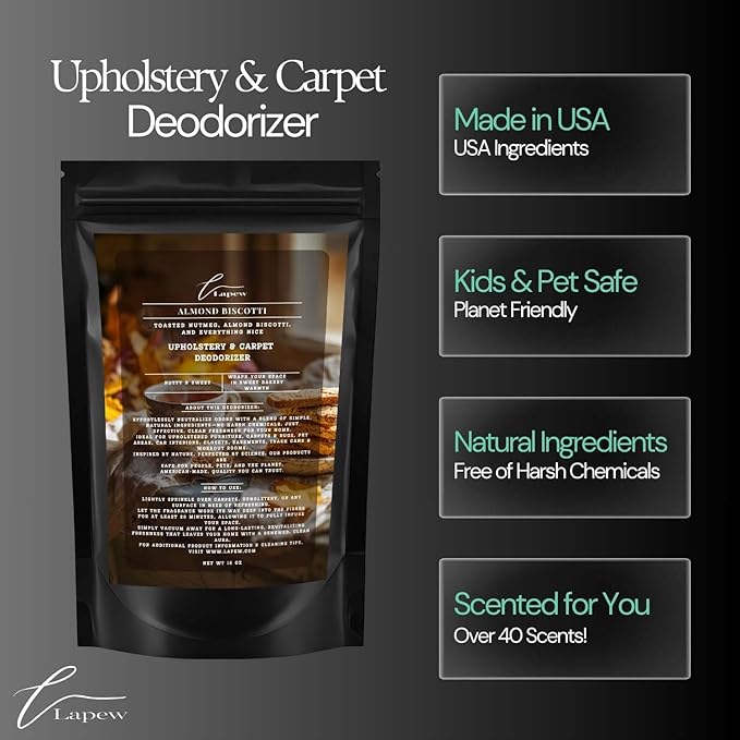 Almond Biscotti Carpet Freshener Powder: Powerful Odor Eliminator for Home, Upholstery Deodorizer, Carpet Deodorizer, Pet Urine, Cat Litter Box - Nutmeg & Spice Fragrance-PawvioPets