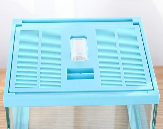 crapelles ReptileTerrarium Color Blue Spider Box, 7.8x7.8x5.9'' Tarantula Container Gecko Habitat Insect Enclosure pet Tank Frog Carrier Snail Hermit Crab House Cricket breeding Geometric Cube Bowl-PawvioPets