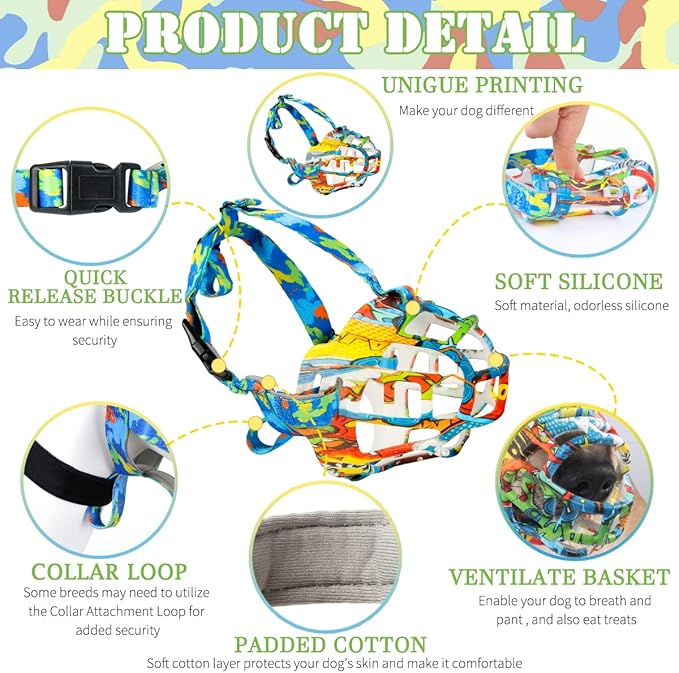 BARKLESS Dog Muzzle, Silicone Basket Muzzle for Small Medium Large Dogs, Soft Cage Mouth Cover Prevent Biting Chewing, Allow Drinking Panting, Suitable for German Shepherd-PawvioPets