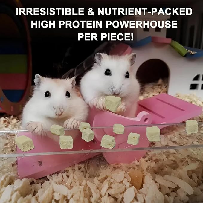 Freeze-Dried Tofu Hamster Treats, Grain-Free & Healthy Chews, High Protein Natural Snacks for Small Pets, Rabbits, Gerbils, Mice Degus, Chinchilla, 4.5 oz Pack-PawvioPets