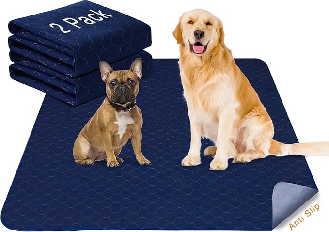 2Pack Pee Pads for Dogs Washable 53”x53”, Extra Large Puppy Pads Waterproof, Super Absorption, Anti Skid for Whelping Training-PawvioPets