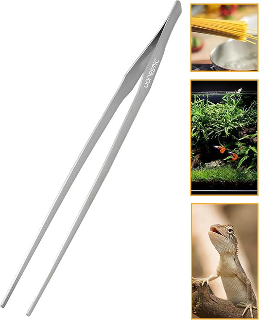 1PC Straight Aquarium Tweezers, 15" Long Tweezers for Terrarium, Stainless Steel Aquascape Tool for Planting Aquarium Plants, and Aquarium Maintenance-PawvioPets