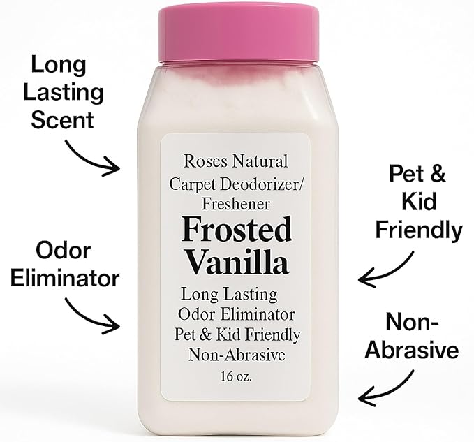 Carpet Deodorizer and Freshener, Inspired by Ice Vanilla Woods, Extra Strength, Pet & Kid Safe, Vanilla Pumpkin Scent, 16 oz (Frosted Vanilla)-PawvioPets