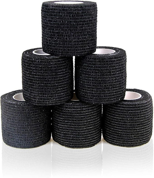 AUPCON Vet Wrap Cohesive Bandages Bulk Self Adhesive Bandage Wrap Self Adherent Wrap Non-Woven for Dogs Pet Animals & Ankle Sprains & Swelling 2 Inch x 5 Yards (2 Inch Black)-PawvioPets