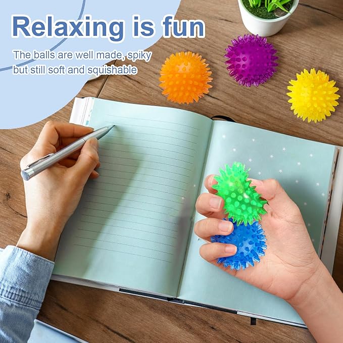 18pcs Fidget Spiky Ball Toys Stress Relief Sensory Toy for Kids Adults Toddlers, Squishy Squeeze Ball for Party Favors, Pinata Fillers, Goodie Bag Stuffers-PawvioPets
