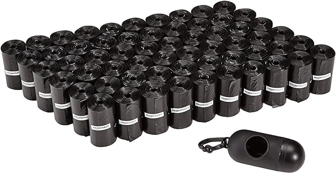 Amazon Basics Dog Poop Bags with Dispenser, 900 Count, Enhanced for Guaranteed Leakproof, Unscented, Includes Leash Clip-PawvioPets