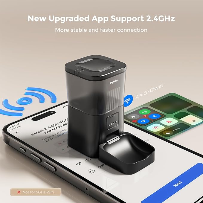 Espelho Automatic Cat Feeders WiFi: Food Dispenser with App Control 2.4Ghz WiFi- Smart Timed Cats Feeder with Voice Recorder| 4L Auto Pet Feeder for Cat and Small Dog- Up to 10 Meals per Day-PawvioPets