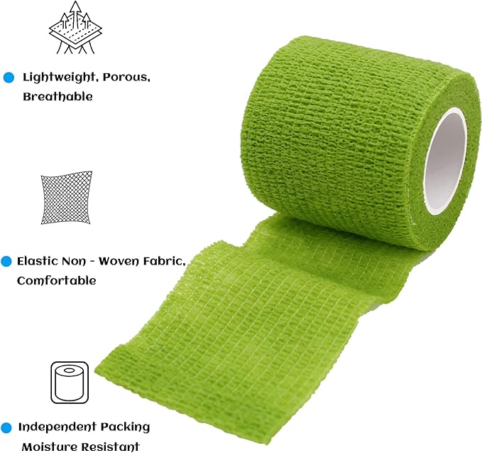 36 Rolls Elastic Self Adhesive Bandage Wrap 2 Inch, Breathable Non Woven Cohesive Bandage, Vet Wrap for Dogs, Ankle Sprains Swelling Medical First Aid Tape, Sports Athletic Tape Color-PawvioPets
