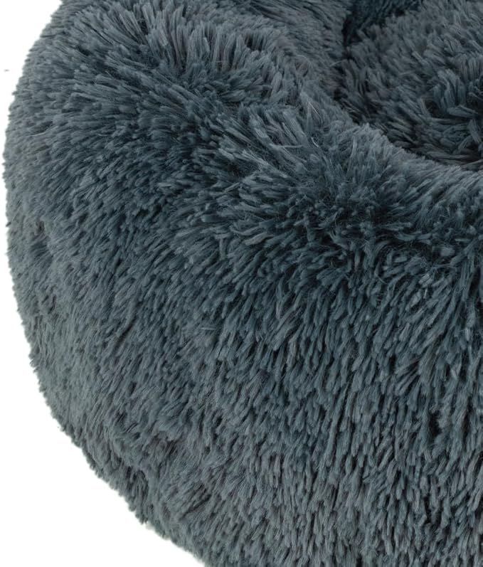 Best Pet Supplies Round Dog Bed with Reversible Pillow, Luxuriously Soft Machine Washable Dog Bed for Small and Medium Breeds - Dark Gray 26" x 22" x H:6.4"-PawvioPets