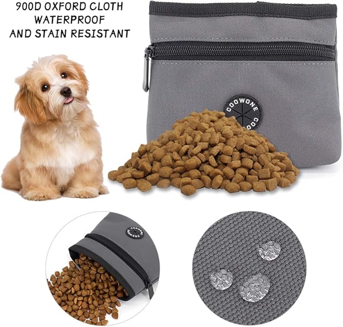 COOWONE Dog Treat Pouch with Pet Training Clicker, Detachable Dog Puppy Training Treat Bag, 900D Oxford Cloth Magnetic Closure Small Dog Poop Bag Holder for Travel or Outdoor Use-PawvioPets