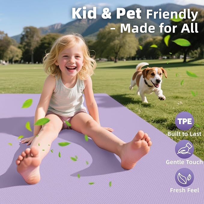 Extra Large Yoga Mat - 72"x35", 72"x48", 78"x57" - Wide TPE Exercise Mat for Home, Stretching, Couples & Family Workouts - 6-12mm Thick, Non-Slip & Waterproof - with Carry Bag and Straps-PawvioPets