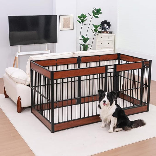 Dog Playpen, 35.4" Height Dog Pen Indoor, Heavy Duty, Safe and Sturdy, Furniture Style Puppy Pen-PawvioPets